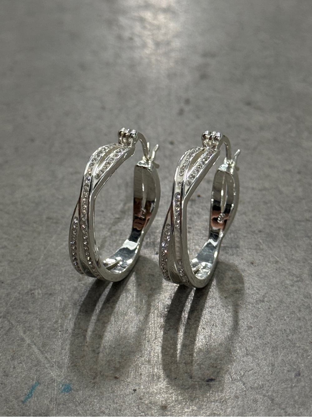 And Now This Sterling-Look Silver Plated Dangle Hoop Earrings